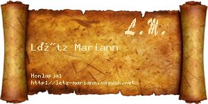 Létz Mariann névjegykártya
