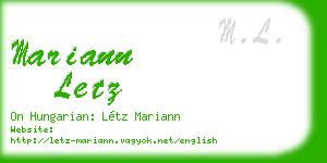 mariann letz business card